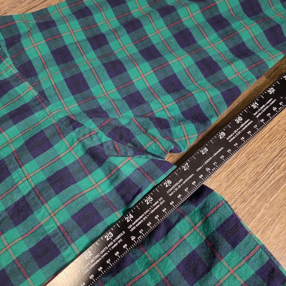 Lauren Ralph Lauren Mens XL Green Navy Plaid Cotton Button Down Crest Shirt 214 - Picture 3 of 7